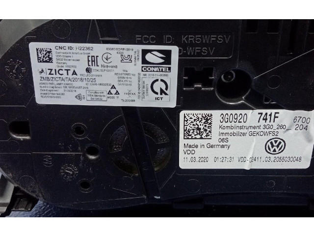 Přístrojová deska Volkswagen Passat Alltrack 2020 3G0920741F, 3G0920741F