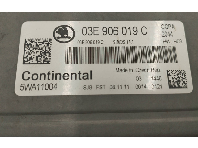 Блок управления двигателя 03E906019C, 5WA11004 Skoda Fabia Mk2 (5J)