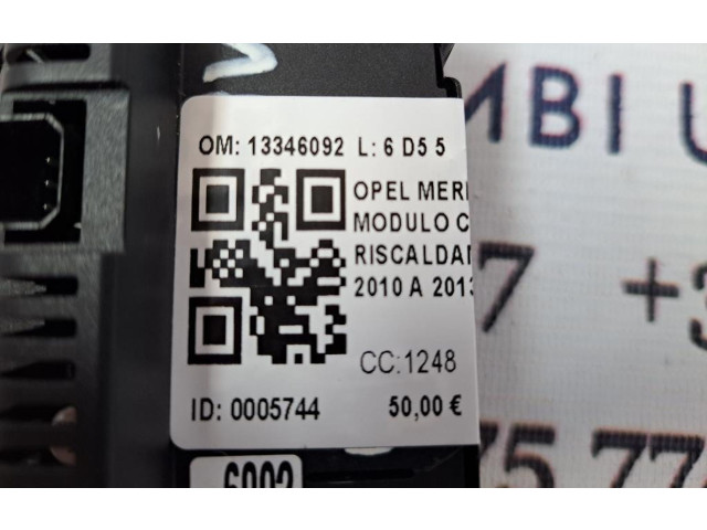 Блок управления климат-контролем 13346092, 13346092   Opel Meriva B