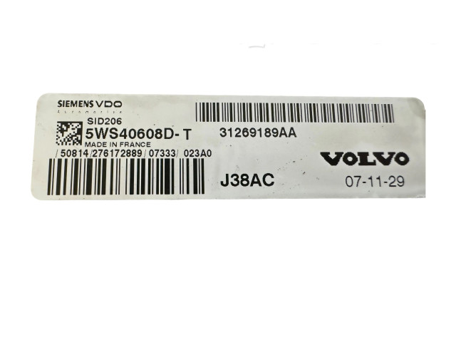 Блок управления двигателя 31269189AA, J38AC Volvo V70