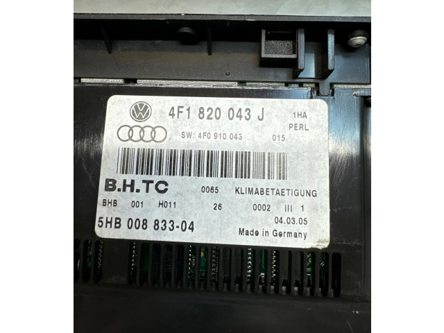 Блок управления климат-контролем 4F1820043J, 4F0910043 Audi A6 S6 C6 4F