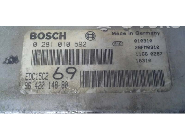Блок управления двигателя 0281010592, 9642014880 Peugeot 306
