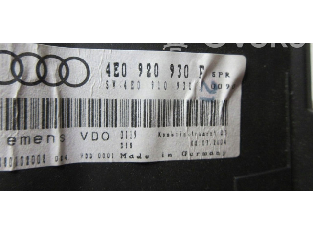 Přístrojová deska Audi A8 S8 D3 4E 2003 4E0920930F