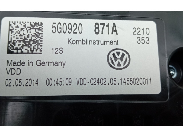 Панель приборов 5G0920871A Volkswagen Golf VII