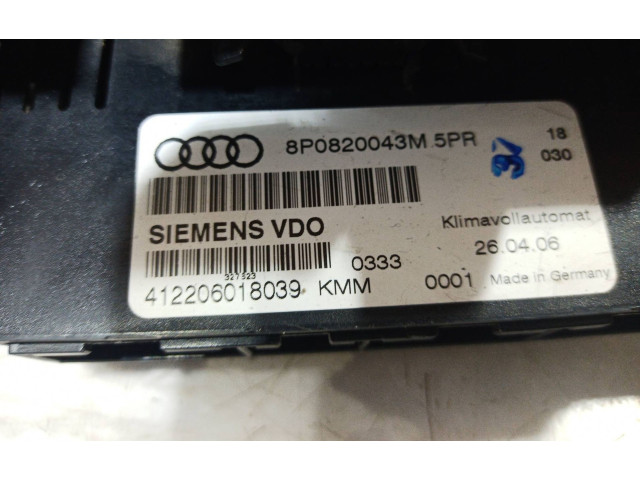 Блок управления климат-контролем 8P0820043M, 8P0820043M Audi A3 S3 8P