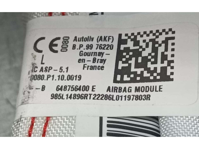 Боковая подушка безопасности 648756400E, 985L14896RT   Dacia Sandero