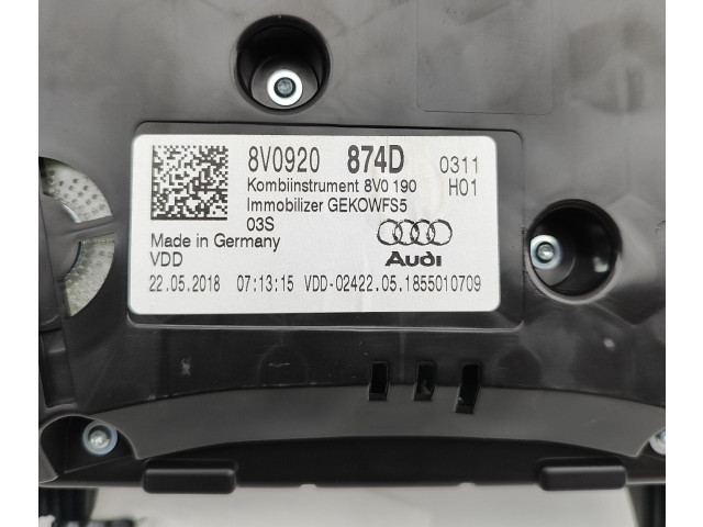 Панель приборов 8V0920874D, A2C13925200   Audi A3 S3 8V       