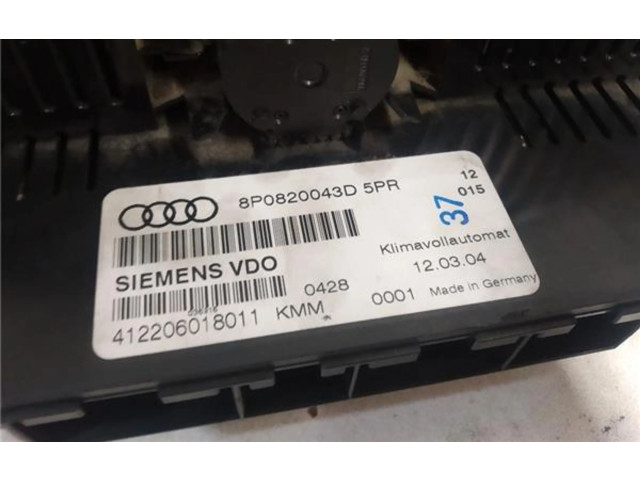 Блок управления климат-контролем 8P0820043D, 8P0820043D   Audi A3 S3 8L