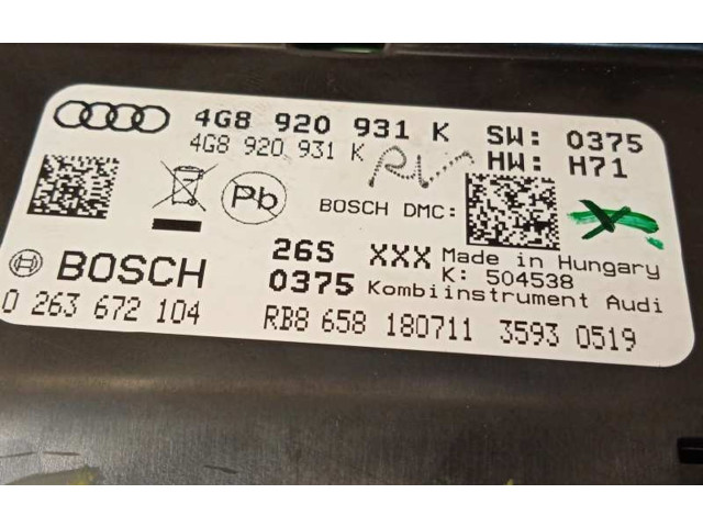 Панель приборов 4G8920931K, 0263672104 Audi A7 S7 4G