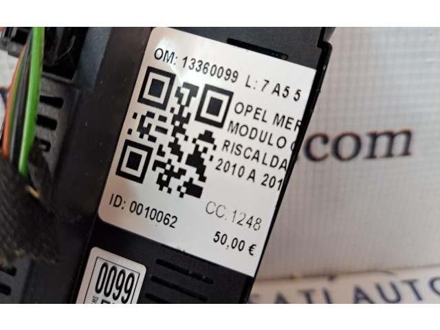 Блок управления климат-контролем 13360099, 13360099   Opel Meriva B