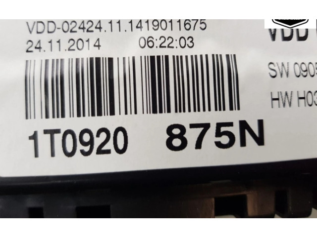 Панель приборов 1T0920875N, 1T0920875N   Volkswagen Touran II       