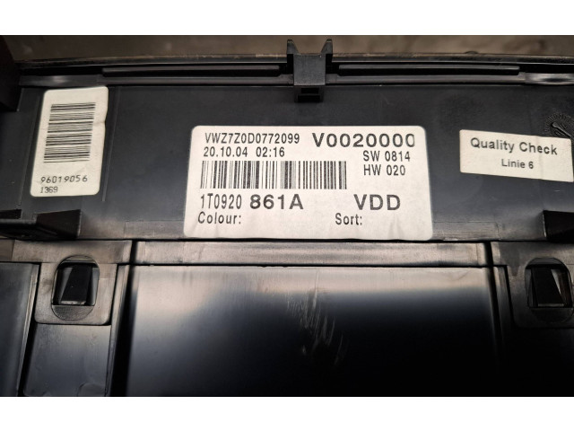 Блок управления климат-контролем 10920861a Volkswagen Touran I