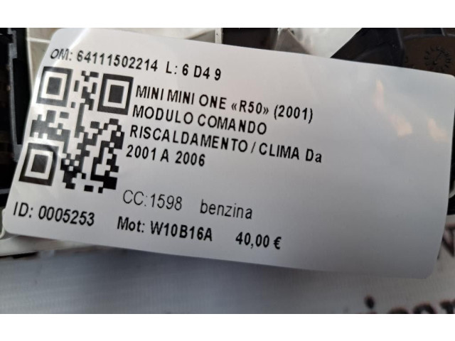 Блок управления климат-контролем 64111502214, 64111502214   Mini One  Cooper R50  53