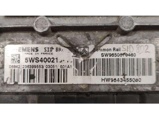 Řídící jednotka 9650670480, 9643455080   Citroen C3 2002