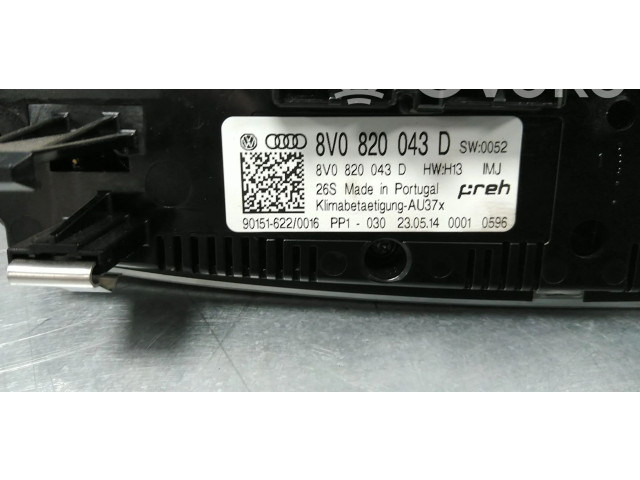 Блок управления климат-контролем 8V0820043D, 8V0820043DIMJ   Audi A3 S3 8V