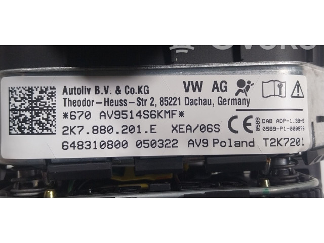 Подушка безопасности водителя 2K7880201EXEA, 2K7880201E Volkswagen Caddy