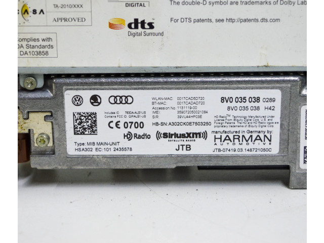 Блок управления климат-контролем 8V0035038 Audi A3 S3 8V