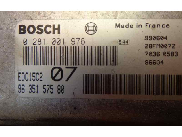 Блок управления двигателя 0281001976, 9635157580   Citroen Xsara