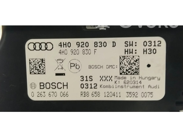 Přístrojová deska Audi A8 S8 D4 4H 2011 4H0920830D, 4H0920830DX