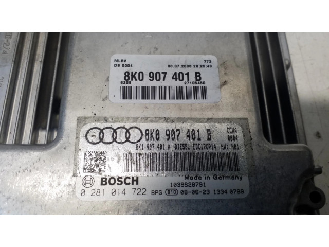Блок управления двигателя 0281014722, 8K0907401B Audi A5 8T 8F