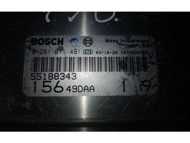 Блок управления двигателя 0281011491, 55188343 Alfa Romeo 159