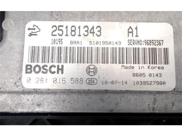 Блок управления двигателя 25181343, 0281016588   Chevrolet Captiva