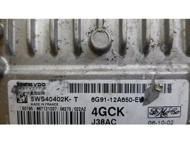 Блок управления двигателя 6G9112A650EK, 5WS40402KT Ford Galaxy