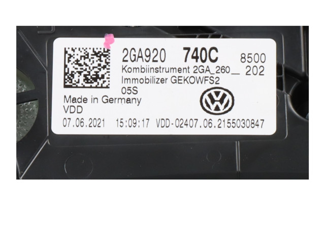 Přístrojová deska  Volkswagen T-Roc 2021 2GA920740C  