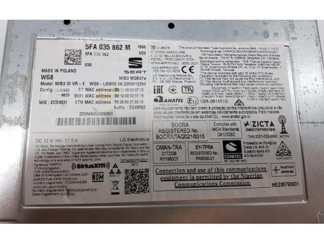 Блок управления 5FA035862M, 5FA035862M   Cupra Leon