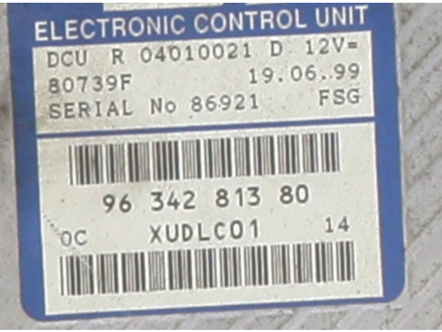 Řídící jednotka 9634281380, 1929NQ Peugeot 806 1999