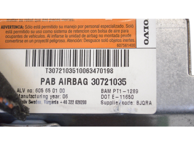 Подушка безопасности пассажира 30721035   Volvo S80