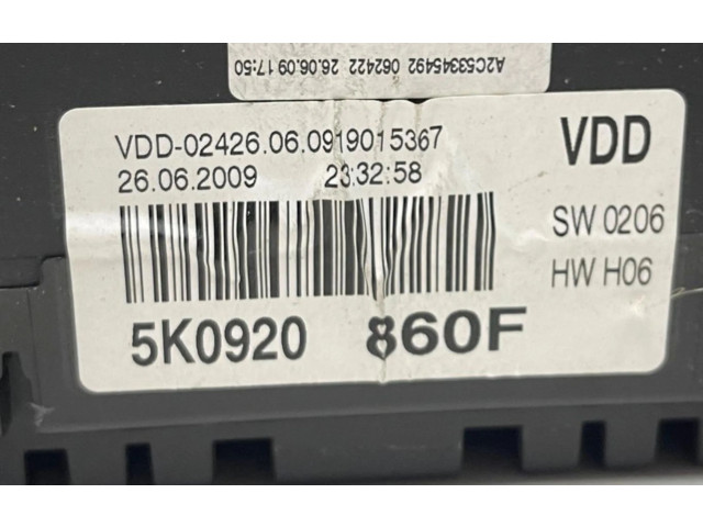Панель приборов 5K0920860F Volkswagen Golf VI