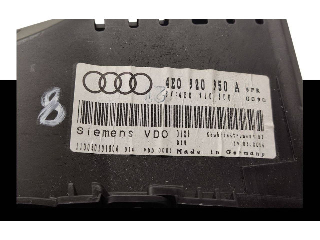 Přístrojová deska Audi A8 S8 D3 4E 2005 4E0920950A, 110080101004