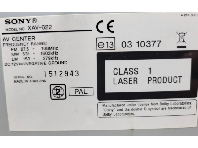 Дисплей    XAV622, E130310377   Mercedes-Benz S W140