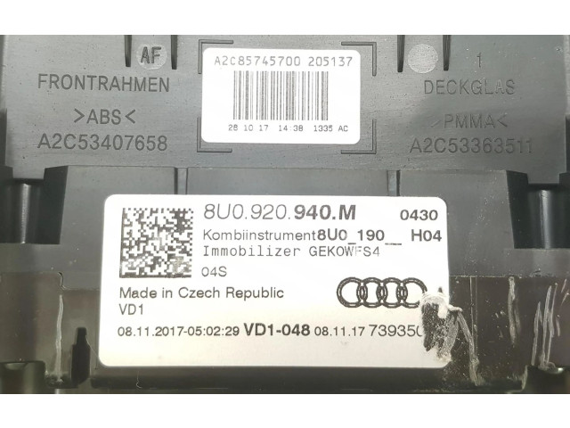 Панель приборов 8U0920940M, 8U0920940M Audi Q3 8U