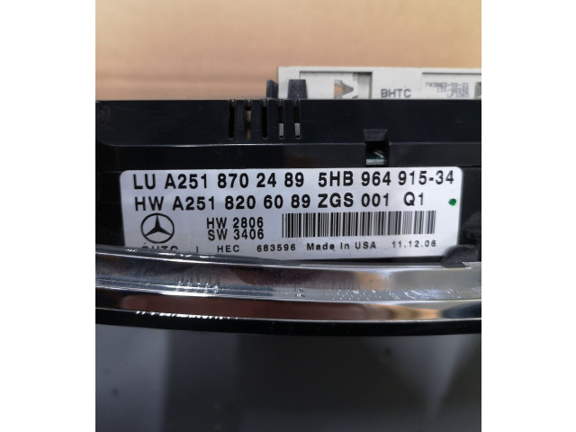 Блок управления климат-контролем A2518706089, 5HB96491534 Mercedes-Benz R W251