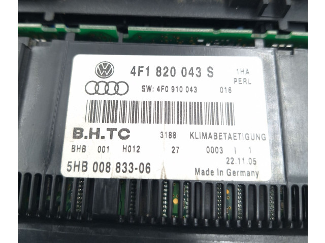 Блок управления климат-контролем 4F1820043S, 4F0910043 Audi A6 S6 C6 4F