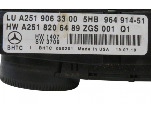Блок управления климат-контролем A2519063300, A2519063300 Mercedes-Benz R W251