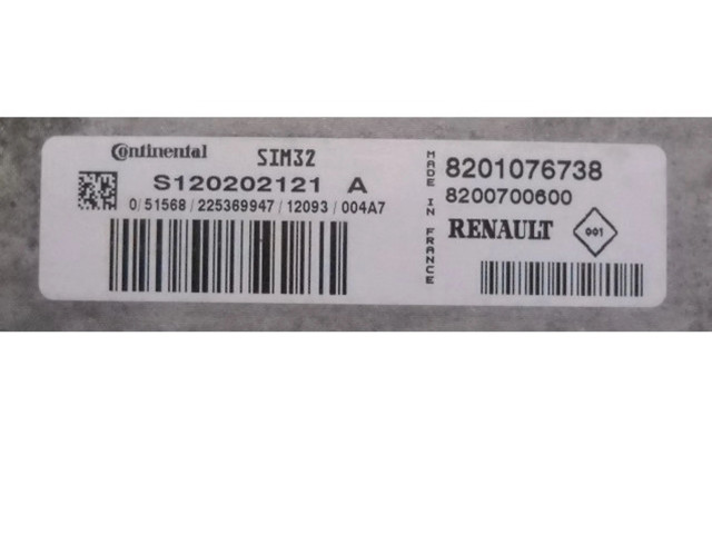 Блок управления двигателем Блок управления 8201076738, S120202121A   Renault Twingo I
