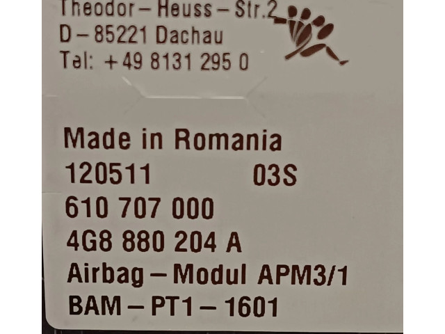Рулевая рейка  Надувная подушка для пассажира 4G8880204A, 610707000   Audi A6 S6 C7 4G 2011 - 2018 года
