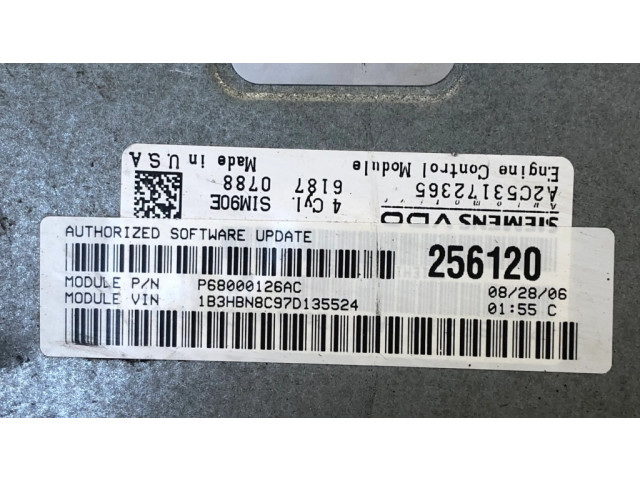 Řídící jednotka 256120, P68000126AC Dodge Caliber 2008