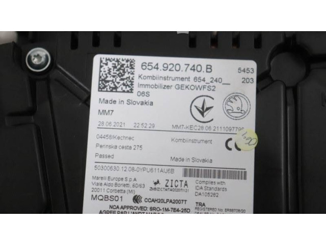Панель приборов 654920740B, 654240 Skoda Scala