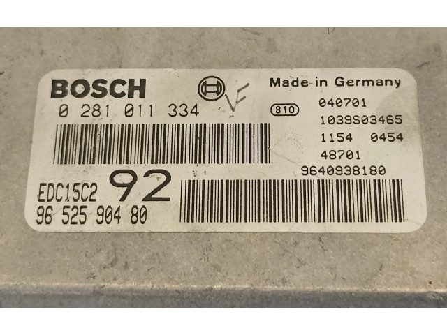 Блок управления двигателя 9652590480, 0281011334 Citroen C8