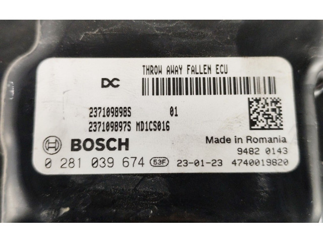 Блок управления двигателя 237109898S, 0281039674 Dacia Duster II