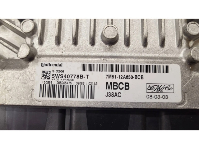Řídící jednotka 7M5112A650BCB, 5WS40778BT Ford Focus 2009