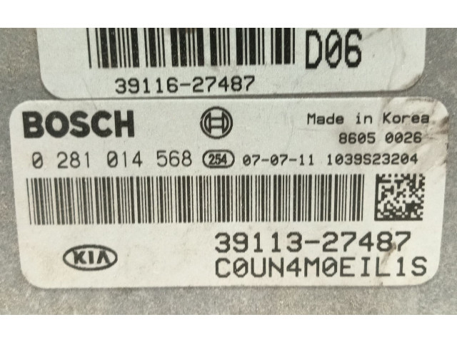 Блок управления двигателя 3911327487, 0281014568   KIA Carens II