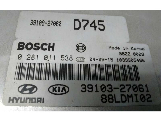 Блок управления двигателя 3910327061, 0281011538   KIA Cerato   