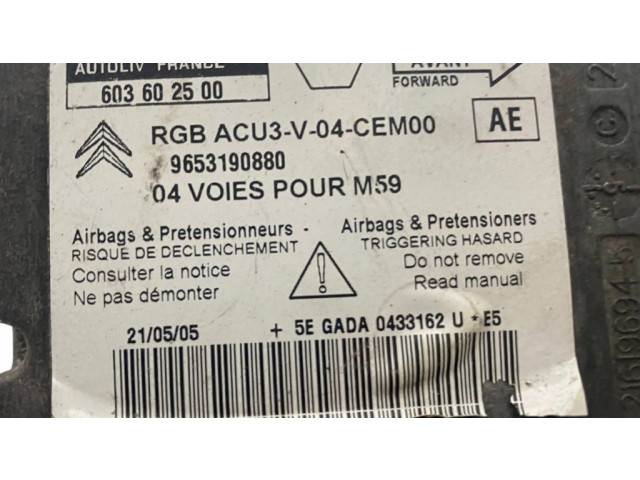 Блок подушек безопасности 603602500, 9653190880   Citroen Berlingo