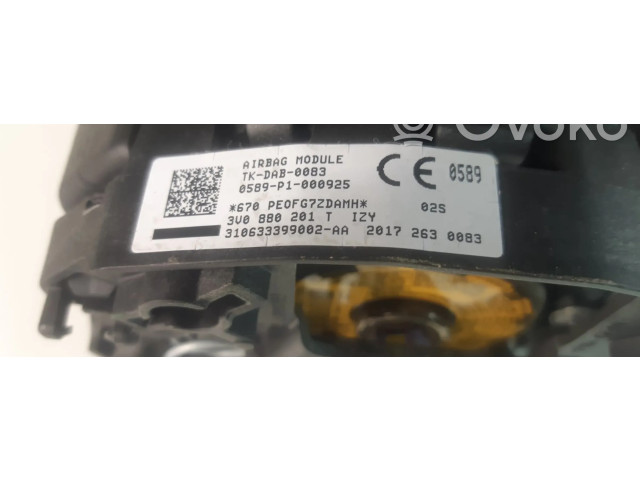 Подушка безопасности водителя 3V0880201T Skoda Superb B8 (3V)