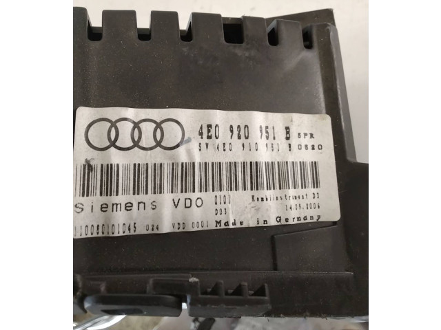 Přístrojová deska  Audi A8 S8 D3 4E 2006 4E0920951B, 4E0910951B  